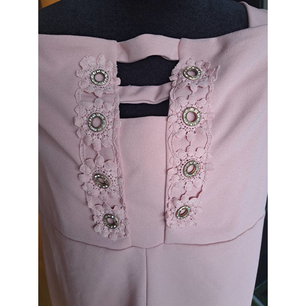 LOVE NATION Lavender Pink sleeveless square neck Halter top Romper Bodycon LARGE - Picture 4 of 10